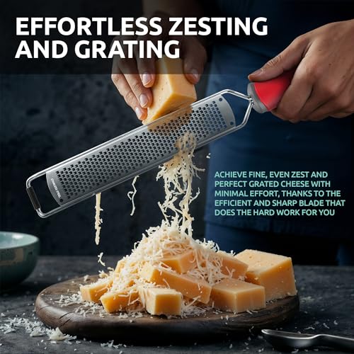 Premium Citrus Zester & Cheese Grater with Cleaning Brush & Glove