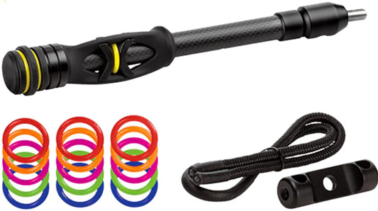 Trophy Ridge Hitman Bow Stabilizer, 8", Comes Pre-Assembled with 2 Removable 1oz Weights, Includes Wrist Strap, Mounting Bar, and Colored Rings, Silent Pursuit, Quick Connect and Disconnect System
