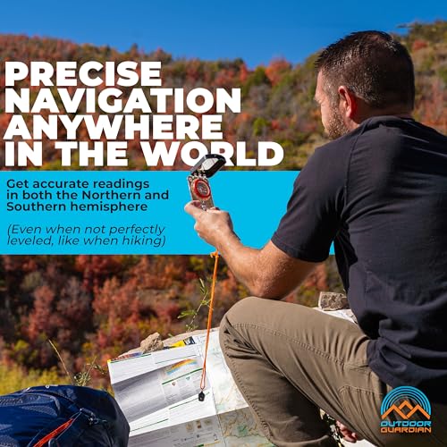 Pathfinder Sighting Compass - Accurate Navigation, Luminous Bezel, Clinometer & Survival Whistle