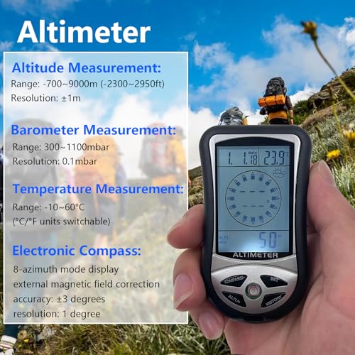 8-in-1 Outdoor Altimeter, Compass, Thermometer & Barometer