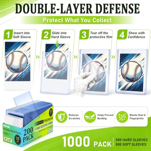 500 Pack Hard and Soft Card Sleeves 3x4 inch for Trading Cards - RCPLAGA