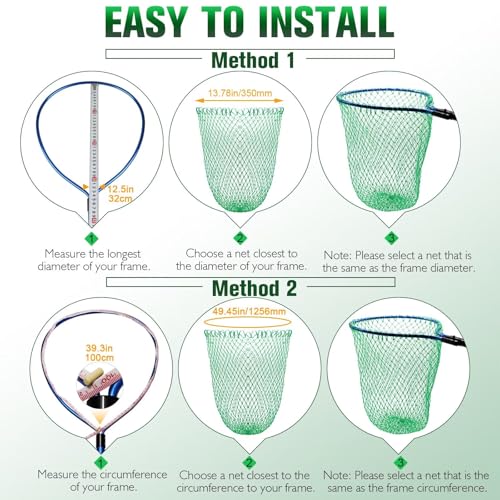 Fishing Net Replacement - Foldable Nylon Landing Net 13.78" Dia - Green