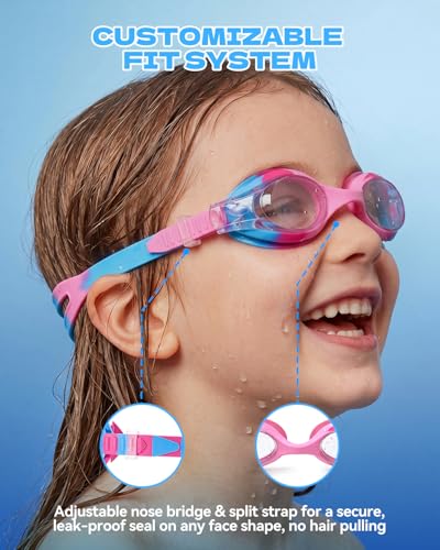 Aegend Kids Swimming Goggles Pink 3-8 Years Anti-UV Leak-Resistant Pack of 1