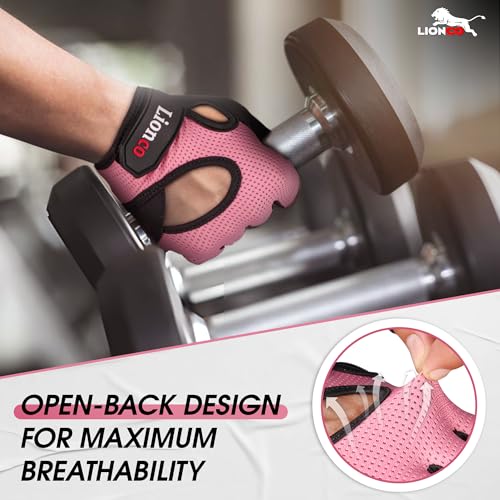 Workout Gloves for Men & Women - Breathable Gel Padded - Pink / Small