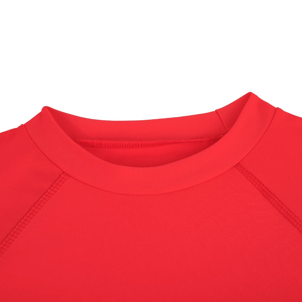 Boys Rash Guard Shirts Long Sleeves Rashguard UPF 50+ Sun Protection Quick Dry Swim Tee, Red 10