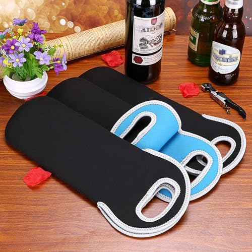 Insulated Neoprene Wine Carrier Tote Bag Set of 3 - Portable Bottle Holders