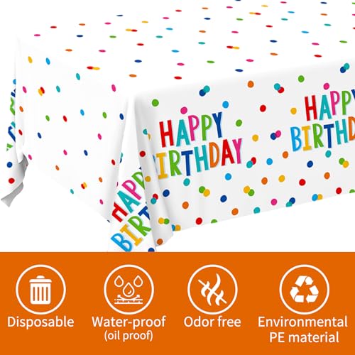 Happy Birthday Tablecloths - 3 Pack 54x108 Inch Round Dot Design