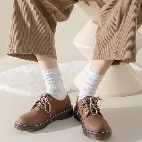 Flydo 6 Pairs Crew Socks for Women Cute White Cotton Casual Soft