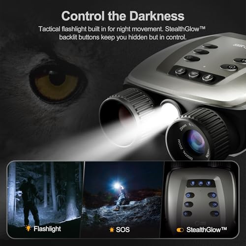 4K Night Vision Binoculars - Night Thunder X3 - Lunar Silver