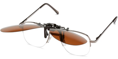 Fisherman Eyewear 8FCO Clip On Original Aviator Black Frame Polarized Sunglasses (Brown Lens)