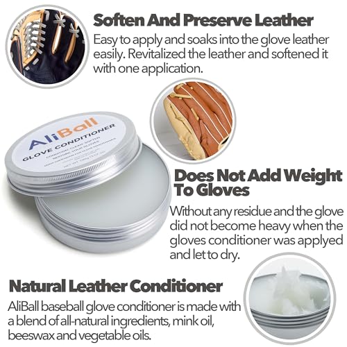 Baseball Glove Conditioner Cream - 2.82 Ounces, Natural Leather Care