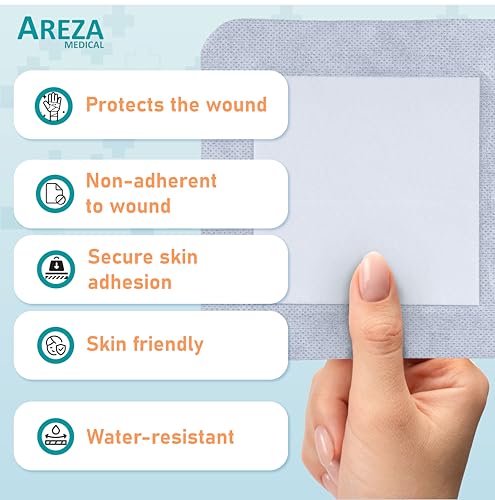 Areza Medical 6x6 Inch Sterile Bordered Gauze Island Wound Dressing - Latex-Free, 30 Pack