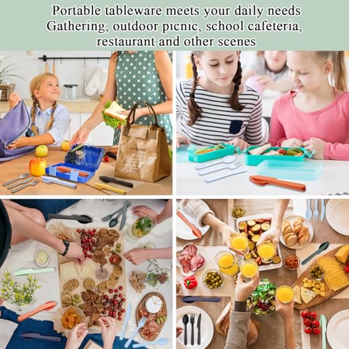 Travel Utensils Set for 8 - Reusable Cutlery for Camping & Picnics
