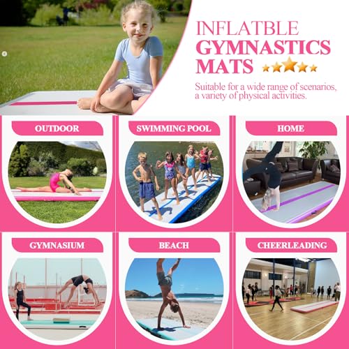 Inflatable Air Mat Tumble Track for Gymnastics - Pink 10ft x 3.3ft x 4in