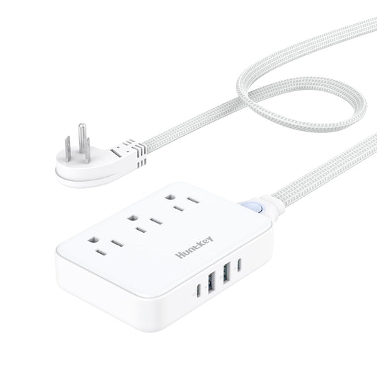 Innovative Power Strip, Cord Removable Design (4FT), Huntkey 3 Outlets Non Surge for Cruise, Travel Power Strip with 4 USB Ports (2 USB-C, 2 USB-A), ETL Listed