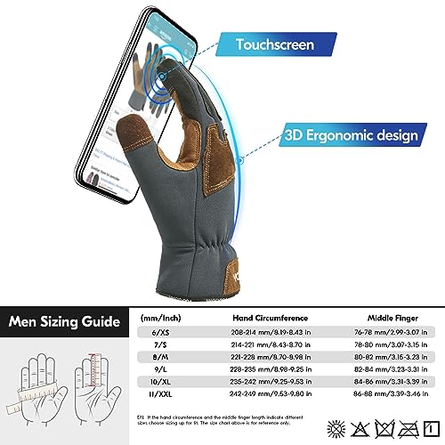Vgo... 1-Pair Gardening Gloves Men, Safety Work Gloves, Puncture-proof, Thornproof, Touchscreen (SL7475)