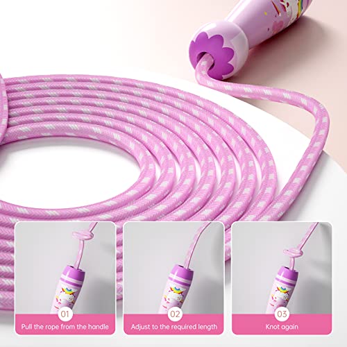 Adjustable Cotton Jump Rope for Kids - Unicorn Design