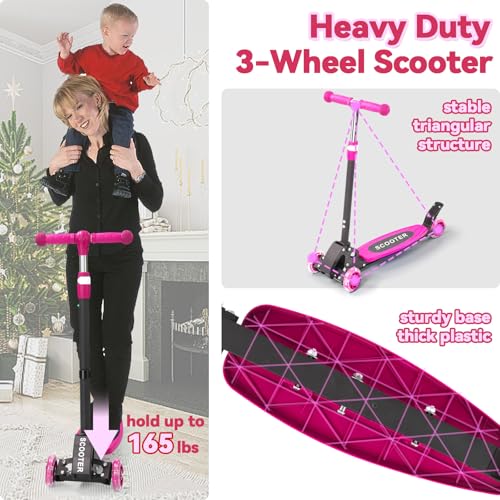 Scooter for Kids 3-12, Kid Scooters with Extra-Wide Deck, 165 lbs