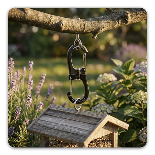 1kN Double-Ended Wiregate Carabiner Clip - Black, 5pcs