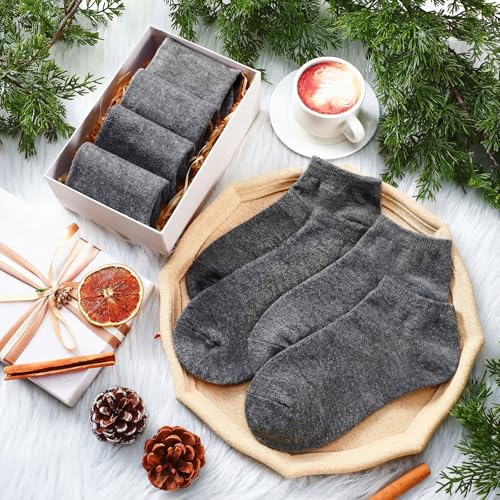 Cutecrop 2 Pairs Dark Gray Alpaca Wool Ankle Socks - Size 10-13