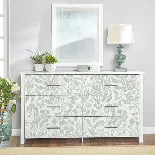 Heroad Floral Contact Paper Green Peel and Stick Wallpaper Botanical Self Adhesive Removable Stick on Wall Paper for Cabinets Drawers Waterproof Bathroom Pantry Wall Decor Vinyl Roll 17.3''x78.7''