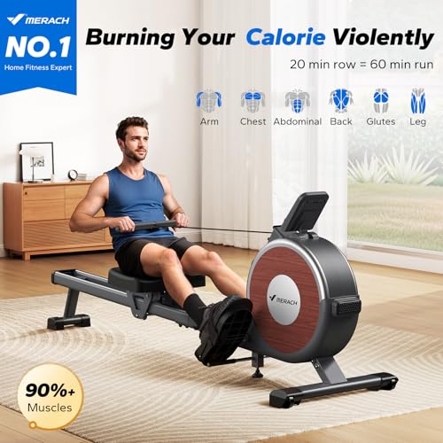 Magnetic Rowing Machine with Dual Slide Rail - 350 lbs Capacity