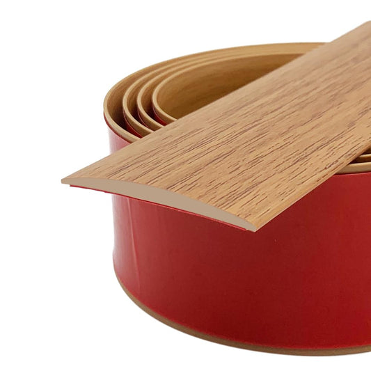 Tintvent Floor Transition Strip, Self-Adhesive Vinyl Flooring Cover Strips, Floor Flat Divider Strip for Joining Floor Gaps, Carpet Threshold Transition; 2" Wide-Brown Wood Grain (3.3Ft)