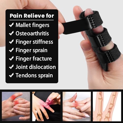 Trigger Finger Splint - 4PCS Adjustable Finger Braces, Black
