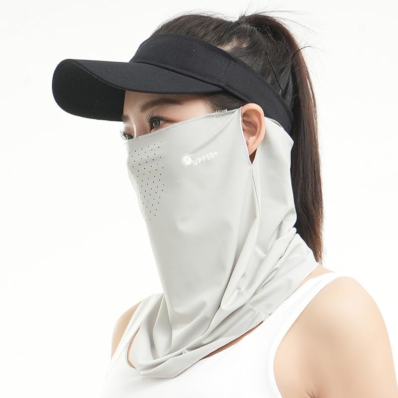 Cooling Neck Gaiter Face Mask - UV Sun Protection Scarf - Light Grey