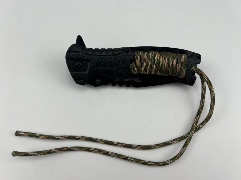 ALBATROSS Camping Pocket Knife - 3.5" Black Blade, 4.75" Handle, Built-in Fire Starter & Whistle | EDC Tool (Green)