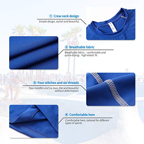 Men's Long Sleeve Compression Shirt - Thermal Workout Top - Large Blue