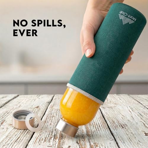 18 oz Borosilicate Glass Water Bottle with Neoprene Sleeve - Black