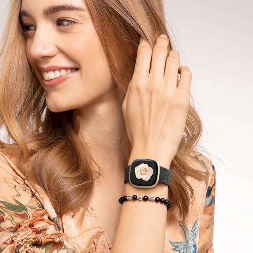 Floral Sport Band for Fitbit Versa 3/4 & Sense 2 - Black, Small
