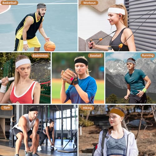 Non-Slip Stretchy Headbands for Women - 8 Pack Workout Hair Bands