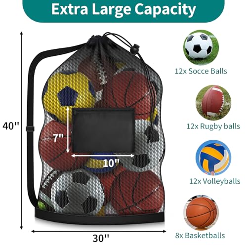 Variation 2: Extra Large Soccer Ball Bag 40 x 30 in Heavy Duty Mesh Drawstring, 2-Pack
