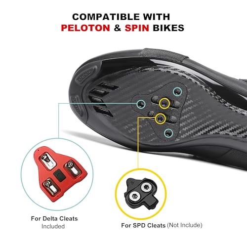 Indoor Cycling Shoes for Peloton & SPD - Black, Size 11.5 Women/9.5 Men