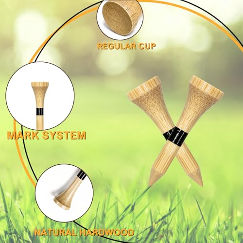 1-1/2 Inch Wooden Golf Tees - Natural Color, 100 Count