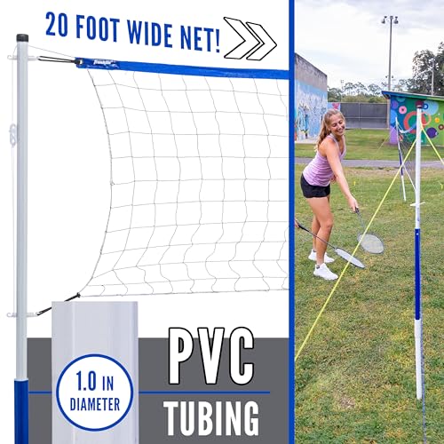 Recreational Badminton & Volleyball Set - Beach & Backyard Game Combo with Rackets, Net, Birdies, Pump