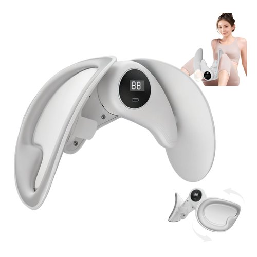 Kegel Exerciser Thigh Master for Women, Adjustable Pelvic Floor Exercise Devices with LED Display, 360° Inner Thigh Exerciser of HIPS/Arm/Leg (Gray)