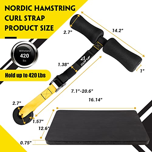 Nordic Hamstring Curl Strap with Pad - Yellow, Holds 420 lbs