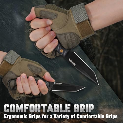 DRGSKL Fixed Blade Camping Knife with Sheath - Black, Full Tang, G10 Handle