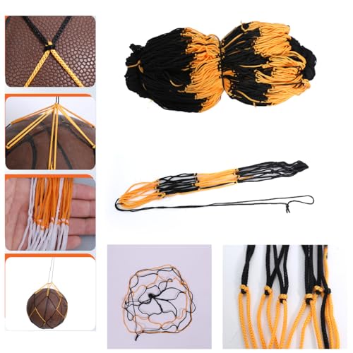 4 Pack Ball Net Bags with Air Pump Needles - Black & Yellow