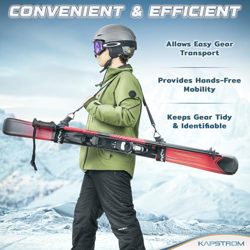 Heavy-Duty Ski Straps & Pole Carrier - 2 Pack - Black