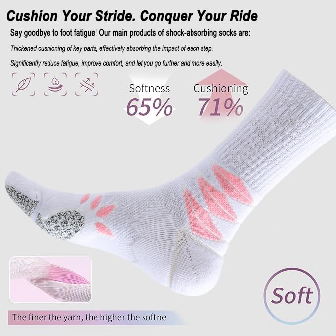 Athletic Crew Socks - 4 Pairs Breathable Cushioned Sports (6-12)