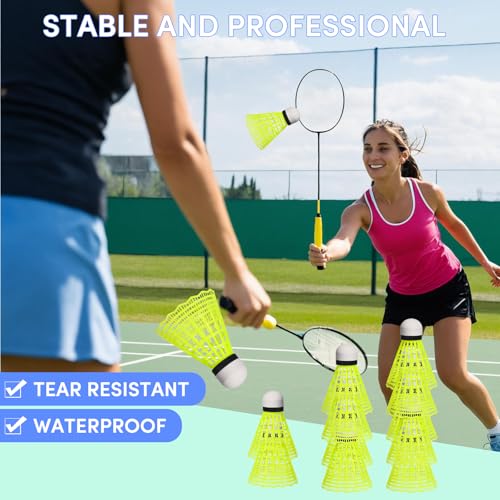12 Pack Nylon Badminton Shuttlecocks - Durable & Stable Birdies