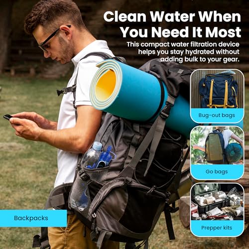 Kiknek 2-Pack Portable Water Filter Straw - 0.1 Micron Survival Water Purifier for Hiking & Emergency
