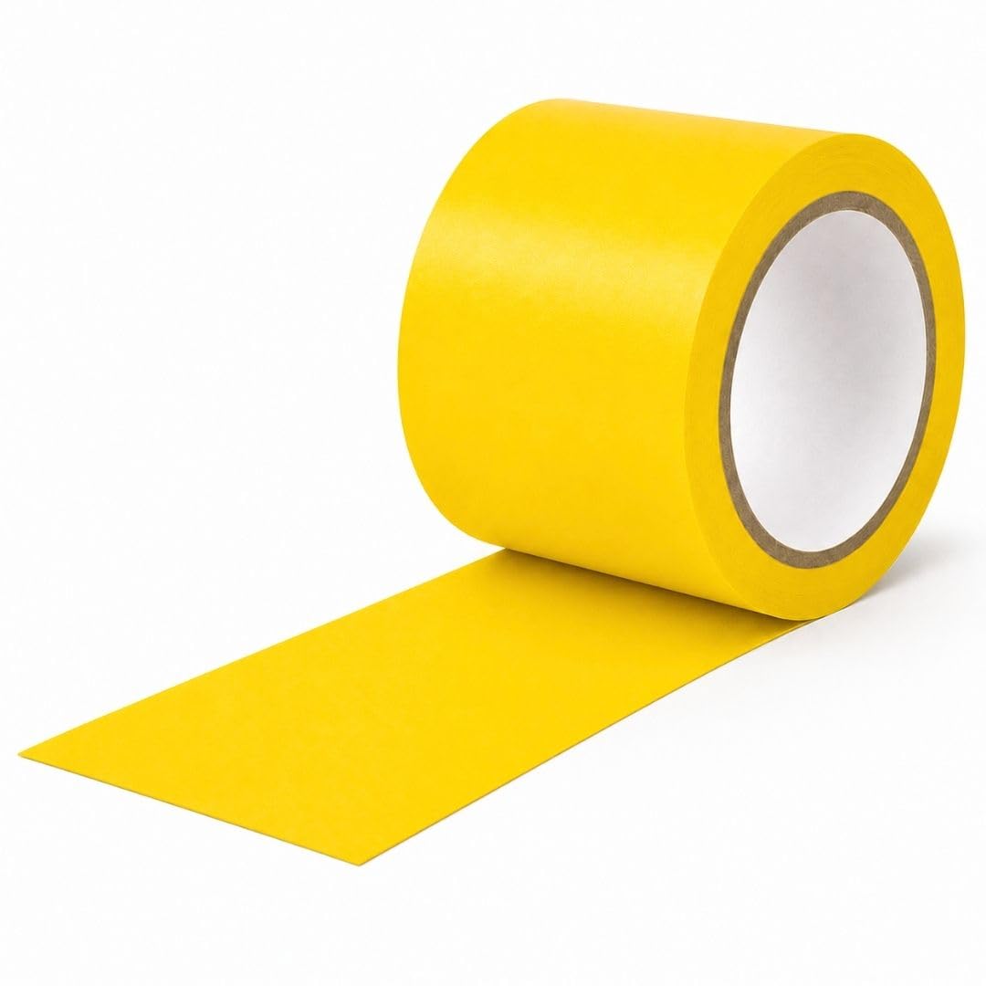 GTSE 4 inch x 108 ft Yellow PVC Vinyl Floor Tape, Safety Marking Tape, 6 mil Thick, Suitable for Dance Floors, Gyms, Warehouses, Sports Facilities