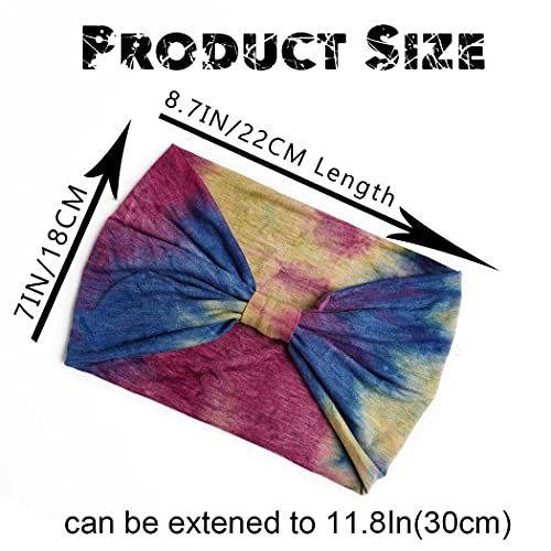 Wide Headbands for Women - 4 Pack Stretch Turban Hairbands Set A