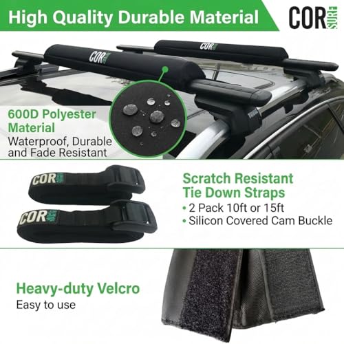 Aero Roof Rack Pads with No-Scratch Tie Down Straps - 19" Wide - 10' Strap
