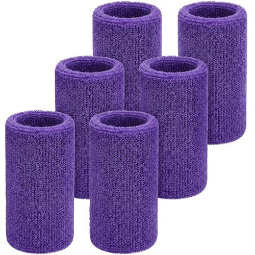 Wrist Sweat Bands - 6 Inch Elastic Absorbent for Tennis, Purple